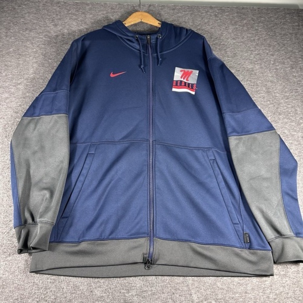Nike Ole Miss Rebels‎ Dri-fit Full Zip Hoodie Size 2XL Football Fleece Lined